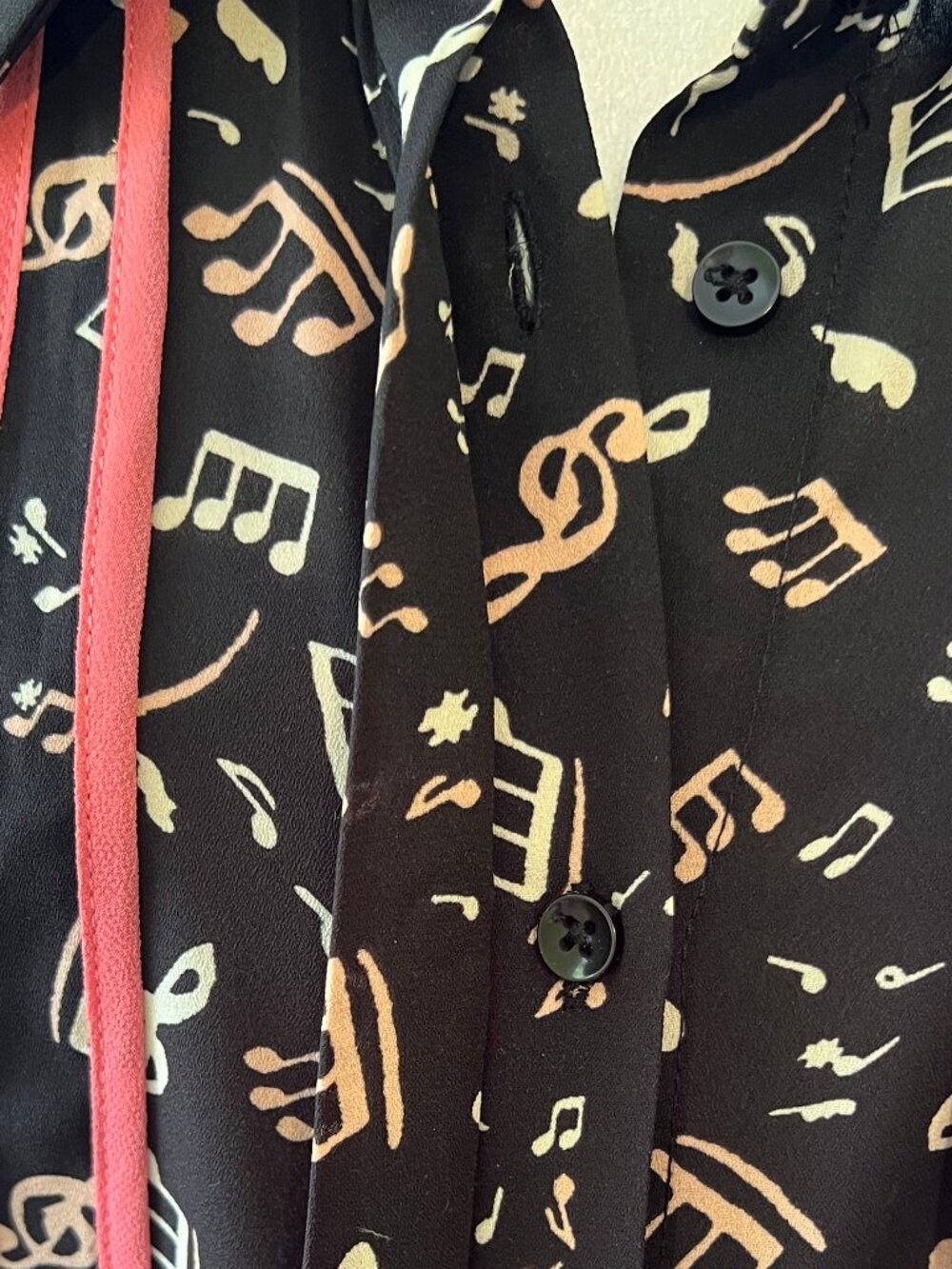 ModCloth Jazz Music Note Women's Blouse w/Tie - Picture 10 of 16